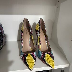 Aldo Multicolor Snake Print Heels